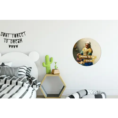 Melkmeisje - Goud - Quotes - Schilderij - Oude meesters Wandcirkel aluminium klein -kinderkamer