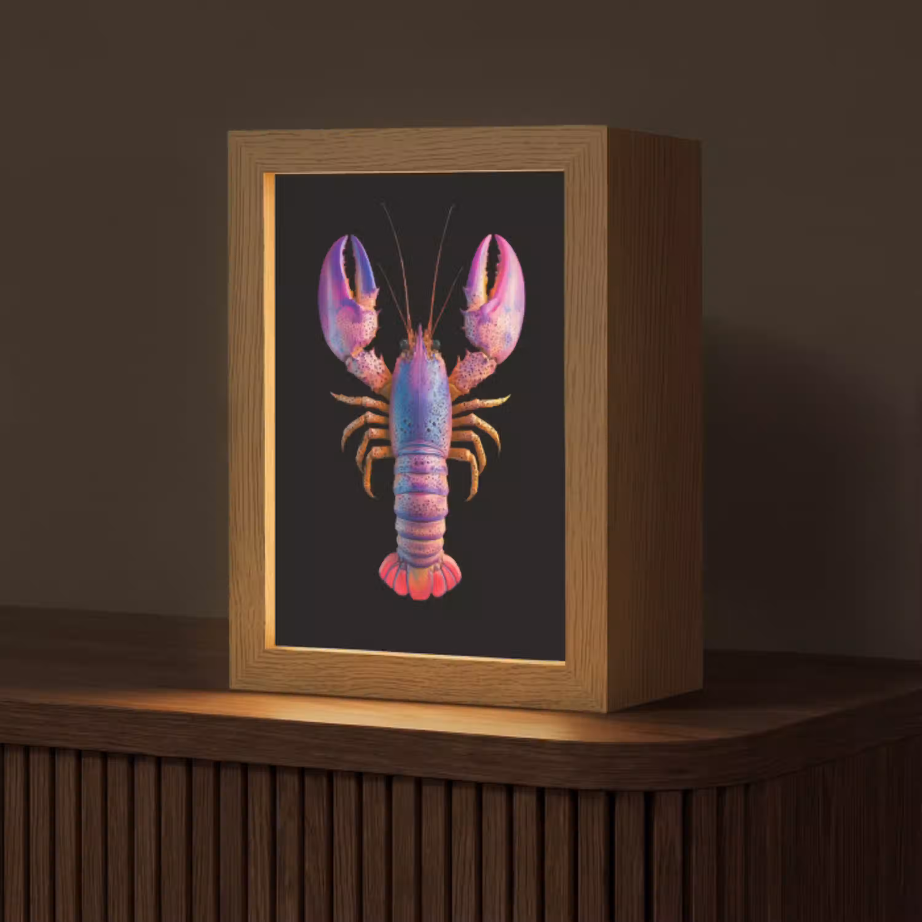 Kreeft - Paars - Roze - Zwart - Stippen - Lila Light Box met kabel (Tafellamp) klein -z3d_website