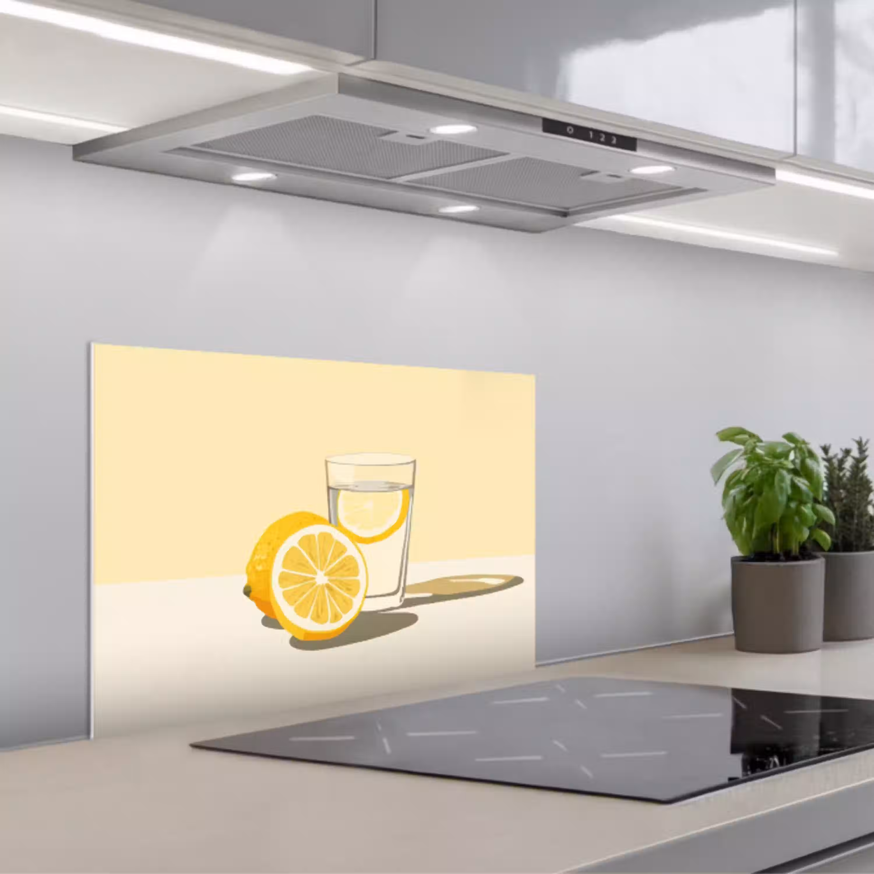 Glas - Citroenschijfjes - Geel keuken achterwand spatscherm klein -3d_schuin