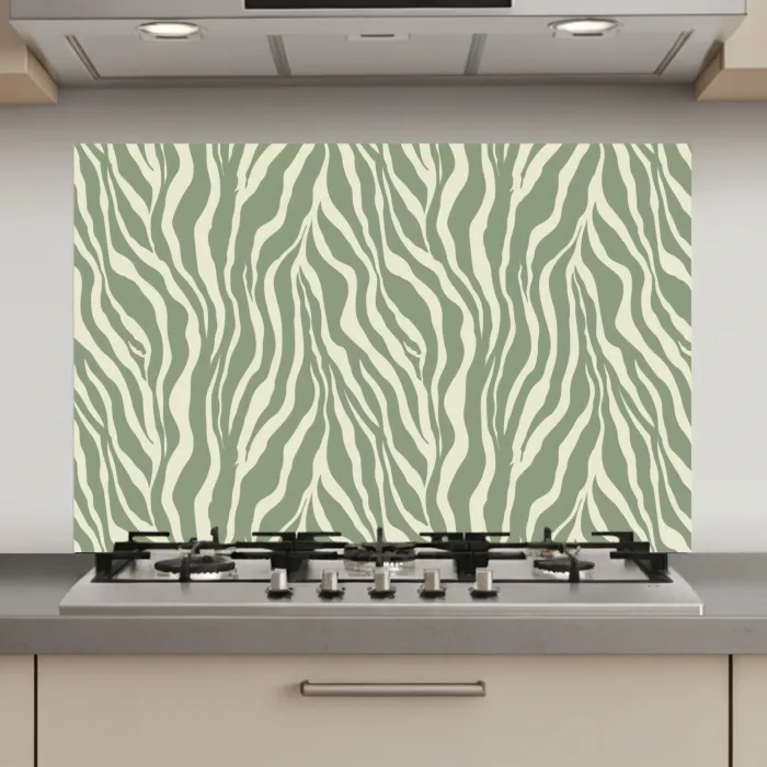 Zebra - Motief - Groen keuken achterwand spatscherm klein 900 -3d_website