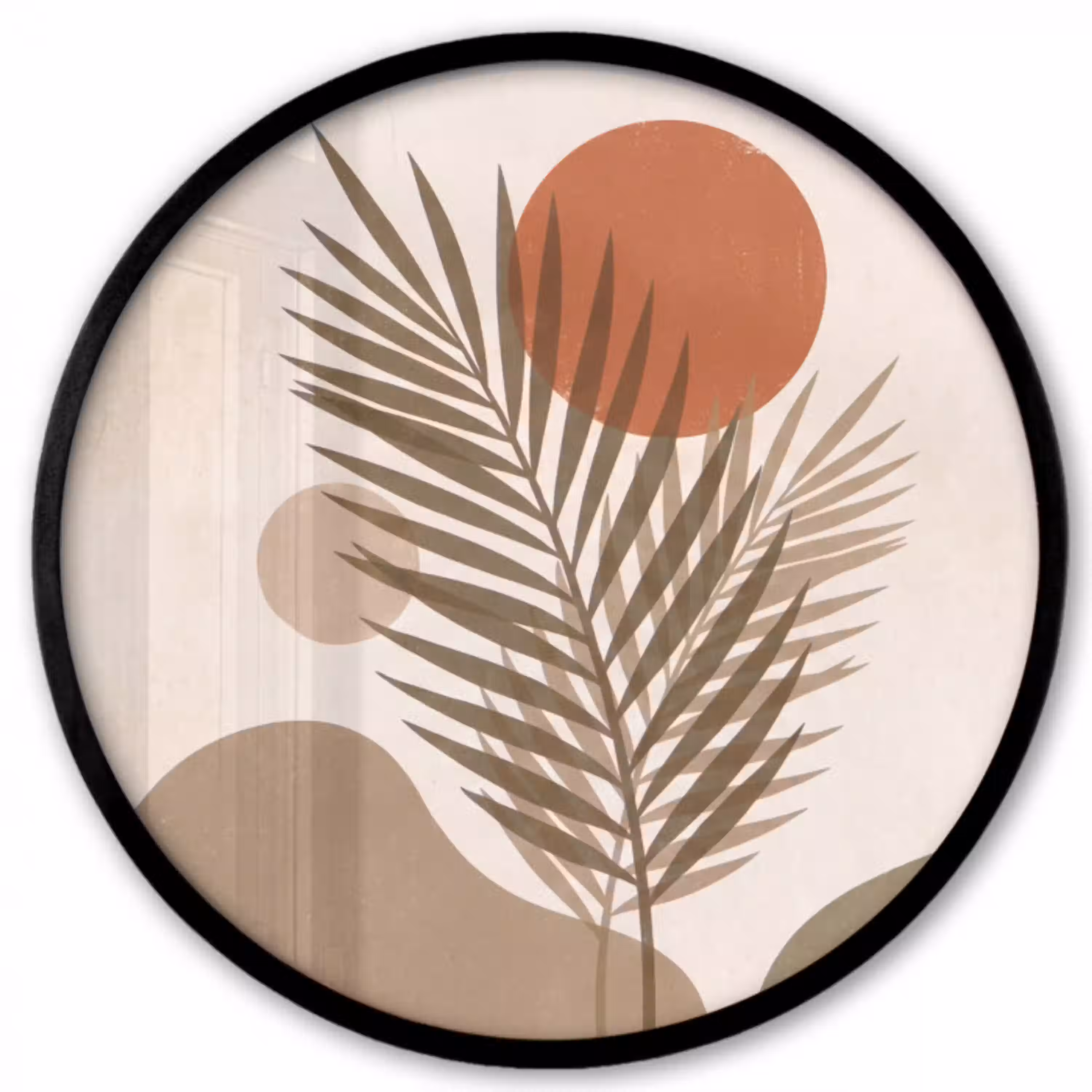 Planten - Bladeren - Abstract - Modern - Beige Fotolijst rond zonder passe partout klein -3d