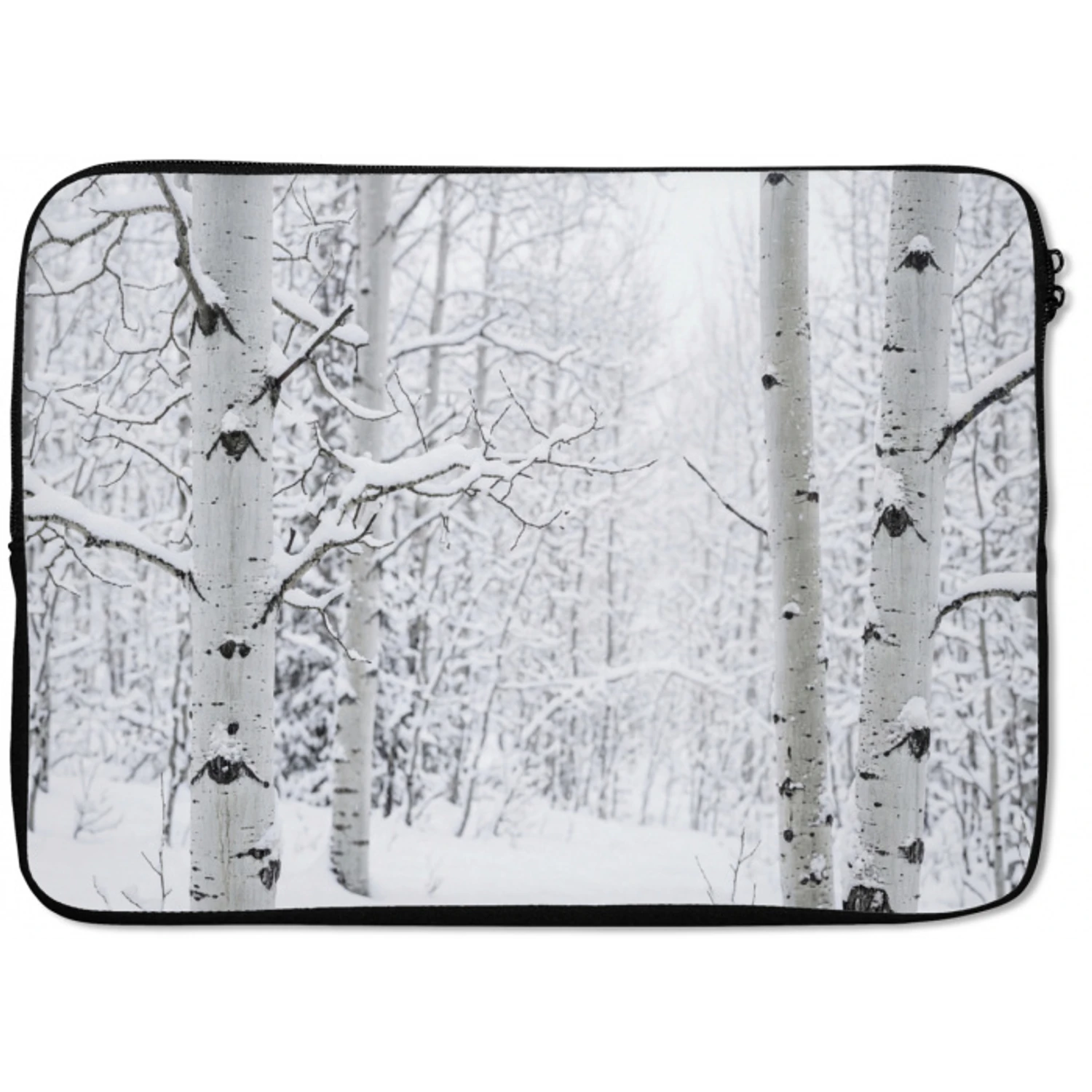 Berkenbomen - Sneeuw - Winter - Bos - Wit laptophoes neopreen klein -zkaufland3dotto