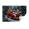 Kersttruck - Sneeuwbos - Rood Muursticker klein -3d
