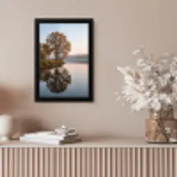 Bomen - Reflectie - Water - Zonsopgang - Serene fotolijst zwart zonder passe partout klein -sfeer5