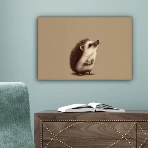 Egel - Snuitje - Bruin - Stekels canvas 2cm klein -sfeer4