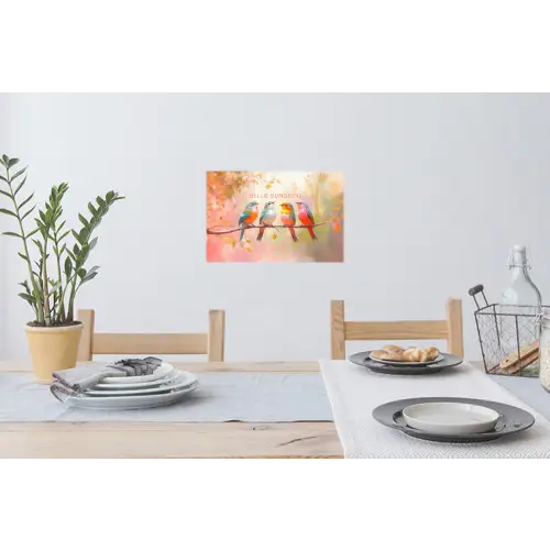Vogels - Tak - Quote - Roze Muursticker klein -eettafel