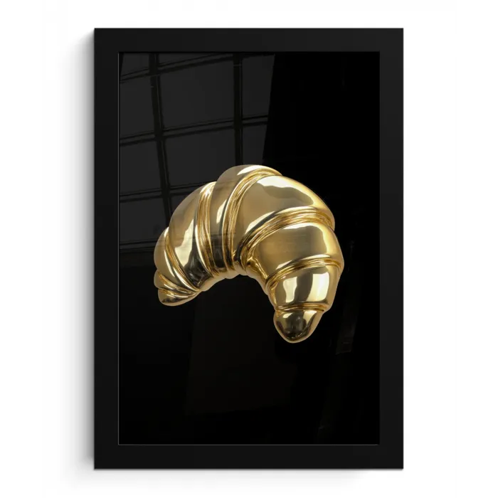 Croissant - Brood - Goud - Zwart fotolijst zwart zonder passe partout klein -3d