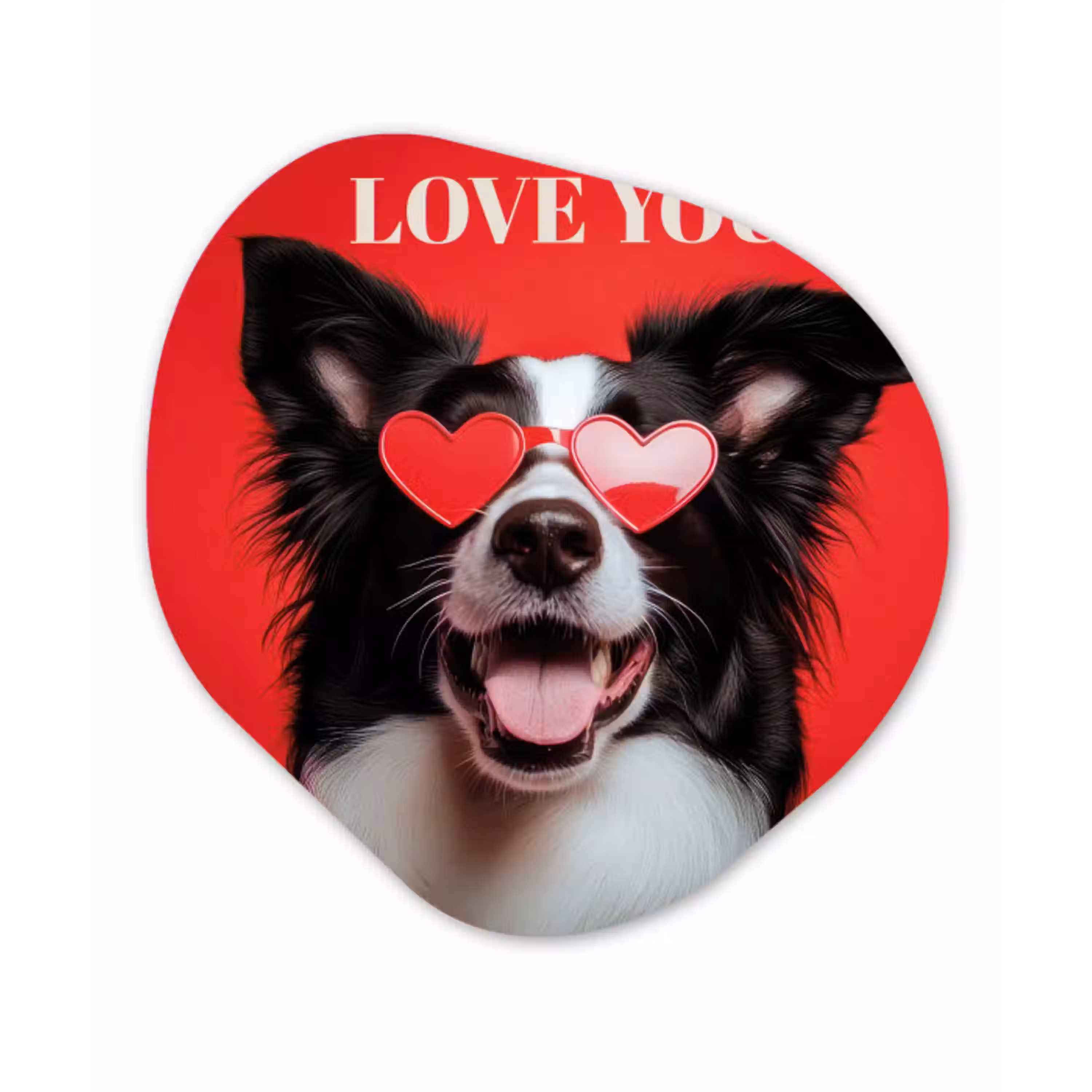 Hond - Hartjesbril - Loveyou - Rood Wandcirkel Organisch Forex 3mm klein -3d