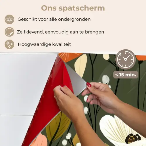 Bloemen - Illustratie - Groen keuken achterwand spatscherm klein -spatscherm_NL