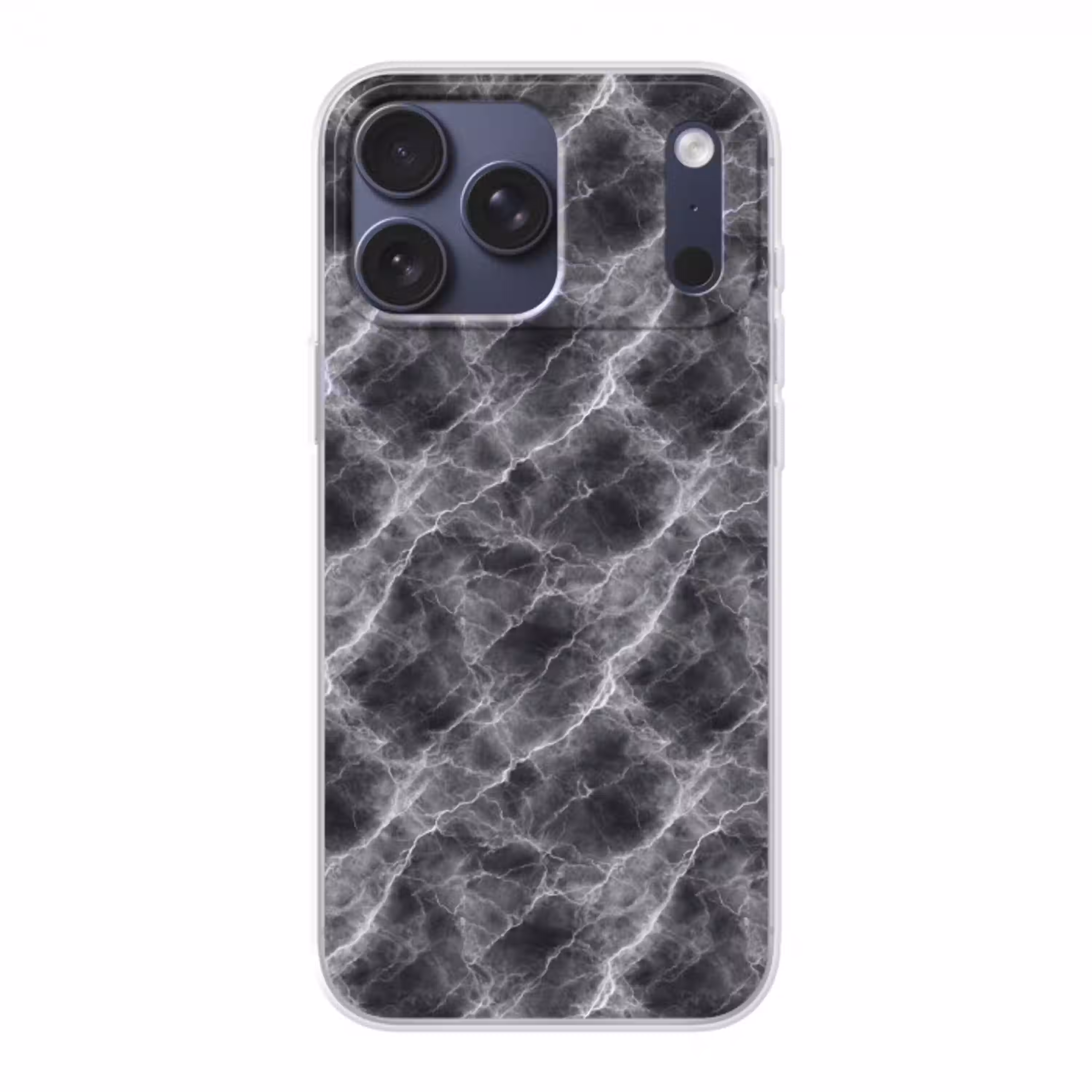 Donkergrijs - Bliksem - Marmer Telefoonhoesje iPhone 17 Pro Max klein 879 -3d