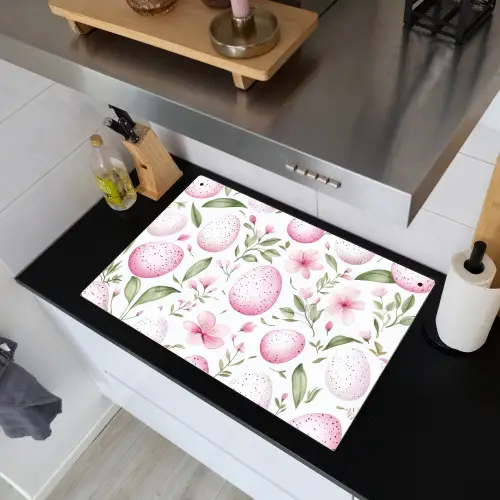 Patroon - Eieren - Roze - Pasen Inductie beschemer met haakjes klein -sfeer1