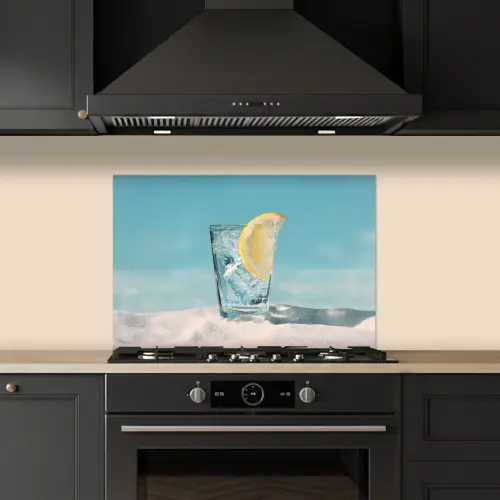 Glas - ijsblokjes - Citroen keuken achterwand spatscherm klein -sfeer1