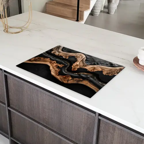 Rivieren van Hout en Hars Inductie beschermer vinyl 3mm klein -sfeer8