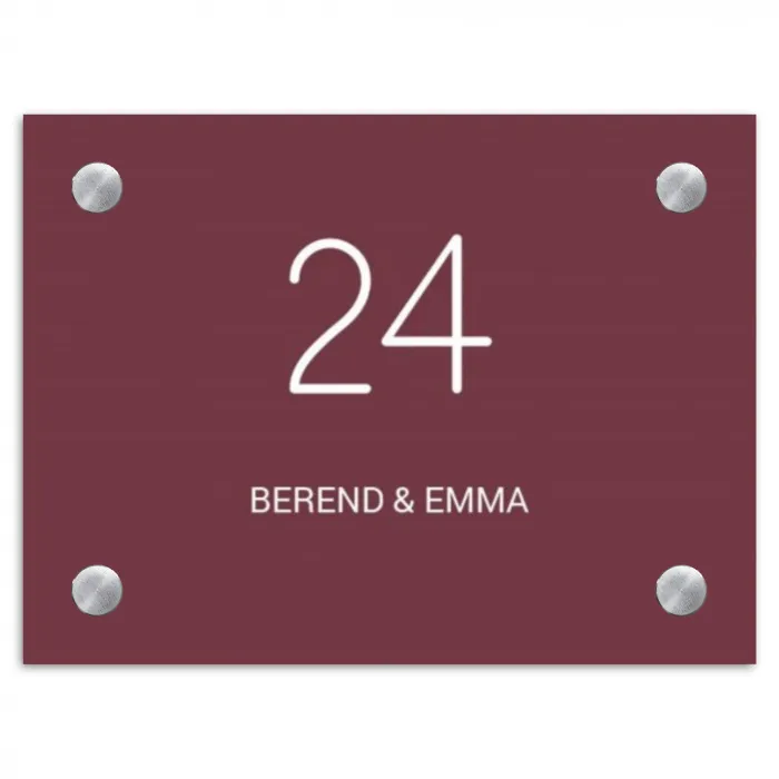 Bordeauxrood - Klassiek Naambord Rechthoek middel -3d