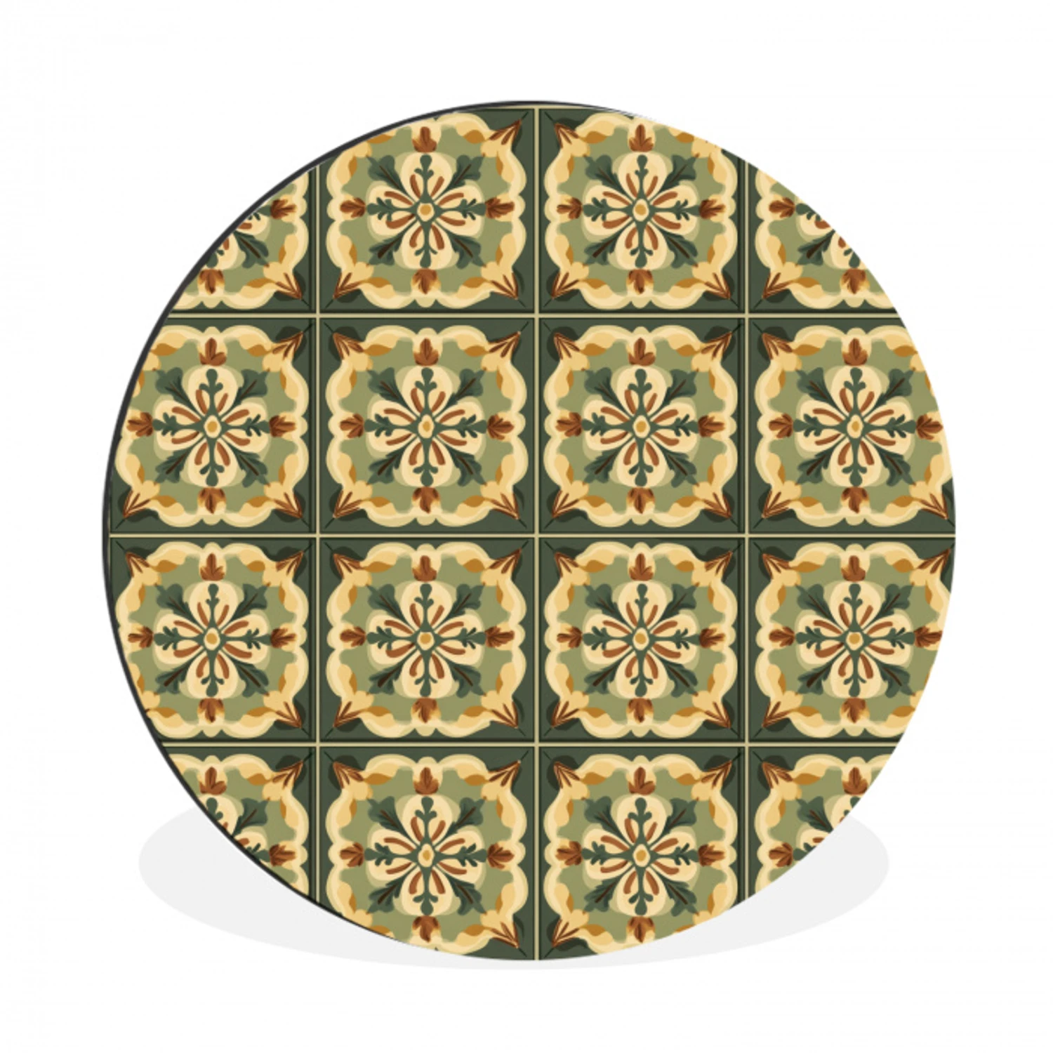 Ornament - Patroon - Groen Wandcirkel aluminium klein 190 -3d