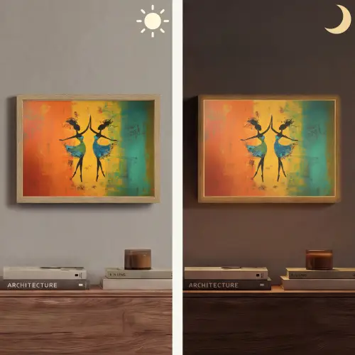 Dansen - Vrouwen - Verfstructuur Light Box met batterij (Wandlamp) middel -sfeer3