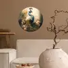 Pauw - Pauwenveren - Bloemen - Vogels - Botanisch Wandcirkel behangsticker klein -sfeer1