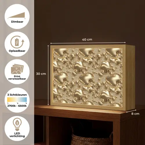Druppels - Organisch - Goud Light Box met batterij (Wandlamp) middel 907 -USP_websiteoverzichtNL