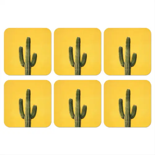 Cactus - Groen - Minimalistisch onderzetter kurk middel -3d