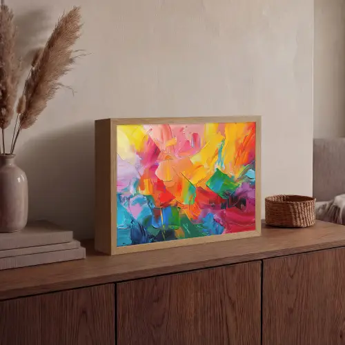 Abstract - Verflook - Modern - Kleurrijk Light Box met batterij (Wandlamp) middel -sfeer2