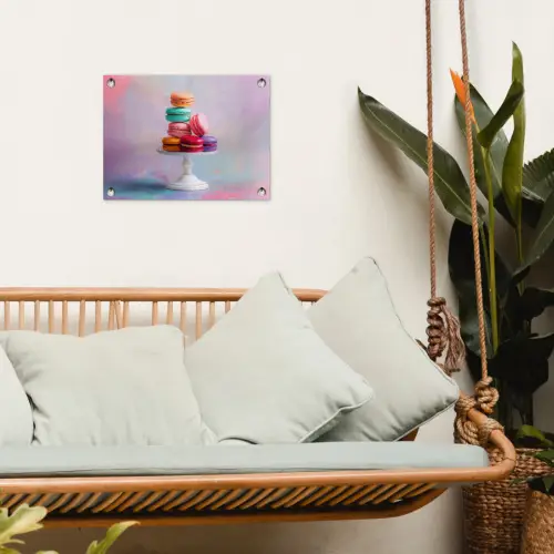 Macarons - Schaal - Pastel - Kleurrijk tuinposter los doek klein -sfeer7