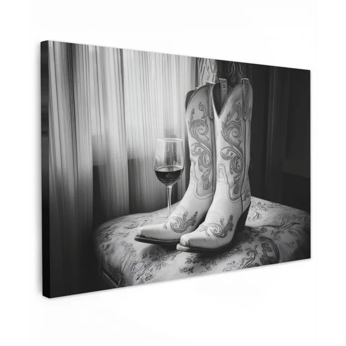 Wijn - Cowboylaarzen - Raamlicht - Wit canvas 2cm klein -z3d