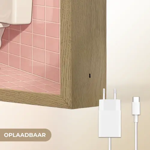 Roze - Retro - Vrouw Light Box met batterij (Wandlamp) middel -USP_websiteoplaadbaarNL