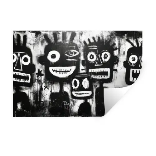 Schilderij - Figuren - Zwart - Abstract Muursticker klein -3d