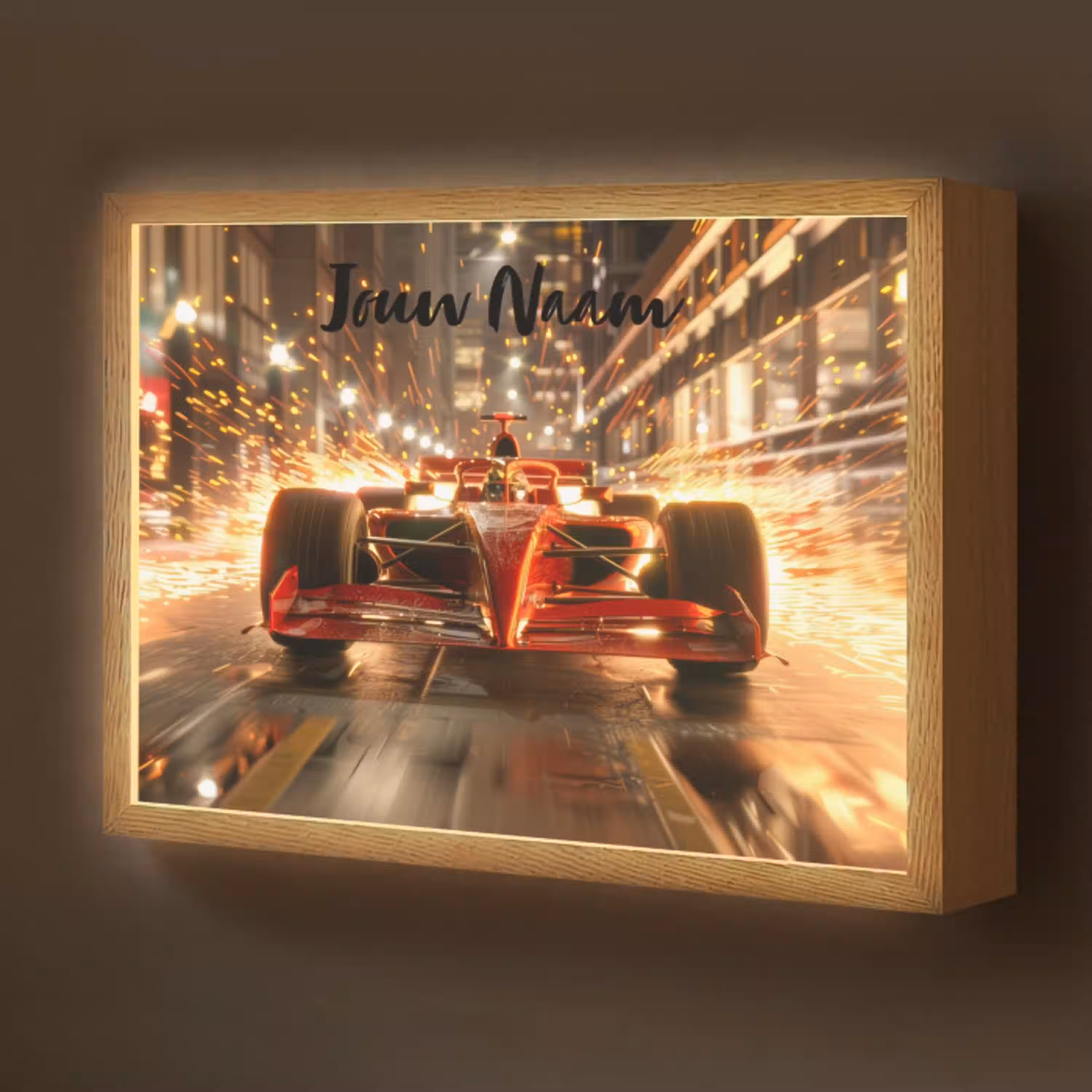 Formule 1 - Auto - Race - Goud - Jongens Light Box met batterij (Wandlamp kind) middel -z3d_website