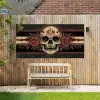 Schedel - Rozen - Gotisch Tuinposter op houten frame 2 cm dik xxl -sfeer4