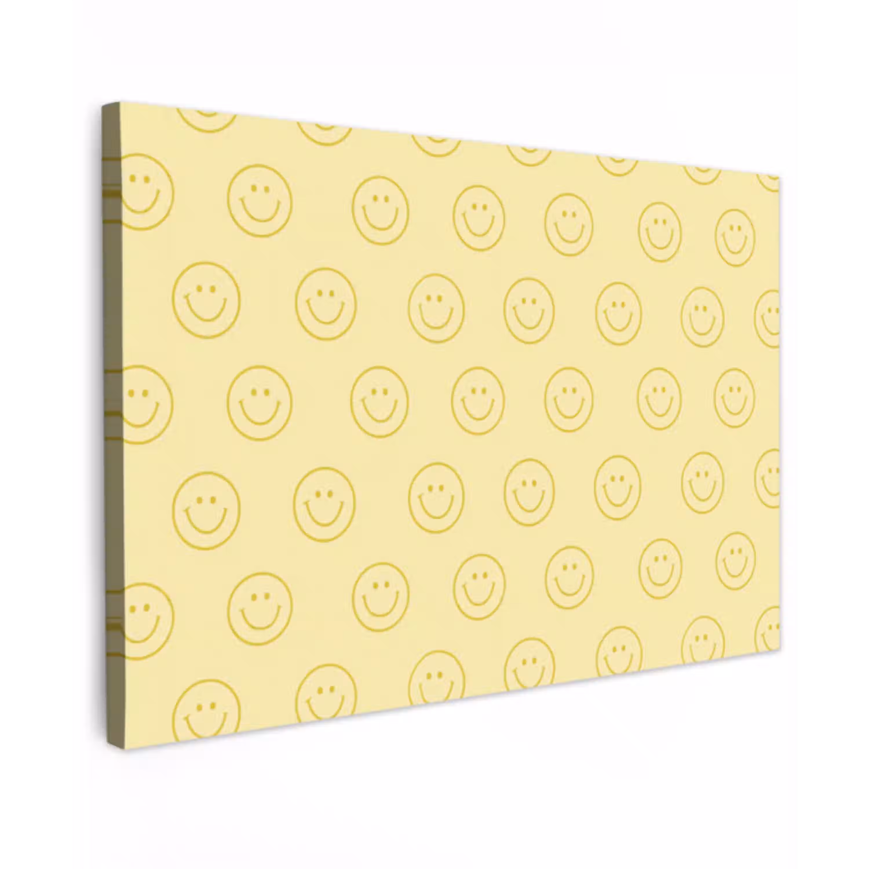 Smileys - Patroon - Retro - Zachtgeel canvas 2cm klein 34 -z3d