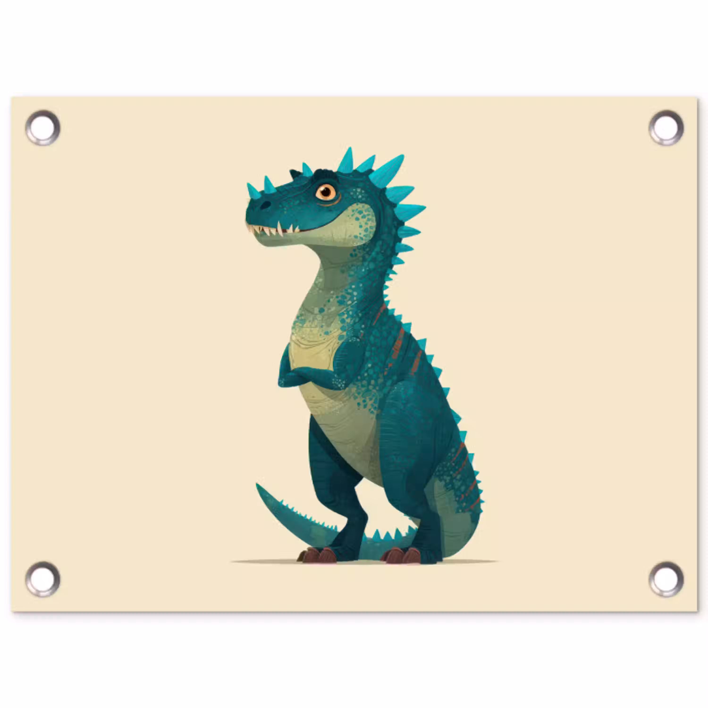 Dinosaurus - Turquoise - Stekels tuinposter los doek klein -3d