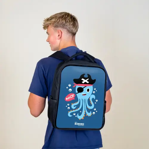 Piraten octopus met een hoed Rugzak - Zwart middel -sfeer8