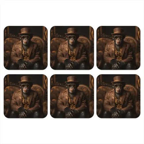 Chimpansee - Stoel - Pak - Bruin onderzetter kurk middel -3d