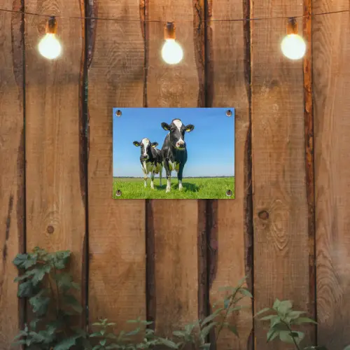 Koeien - Weiland - Gras - Dieren - Boerderij tuinposter los doek klein -sfeer1