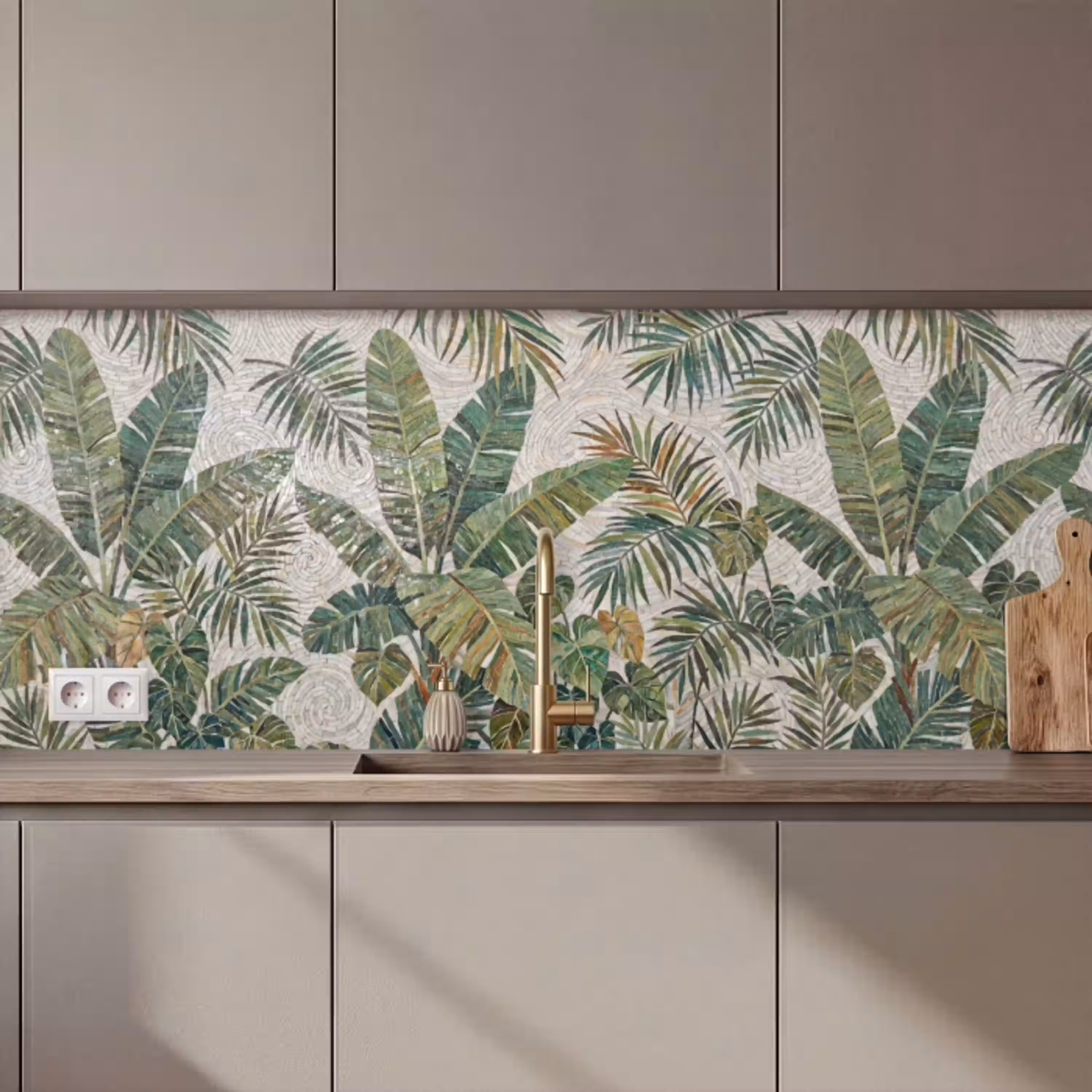 Planten - Tropisch - Mozaïek - Natuur - Groen keuken achterwand 2 middel zz_3dshopping