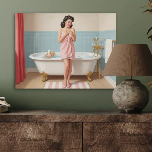 Badkamer - Vrouw - Roze PET vilt klein -sfeer2