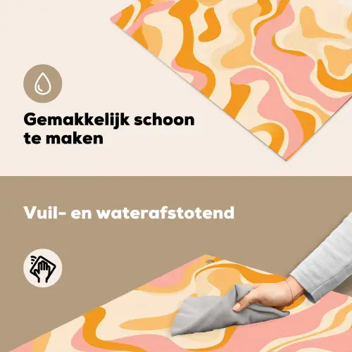 Abstract - Golvend - Oranje Inductie beschemer met haakjes klein -ky-schoon-nl