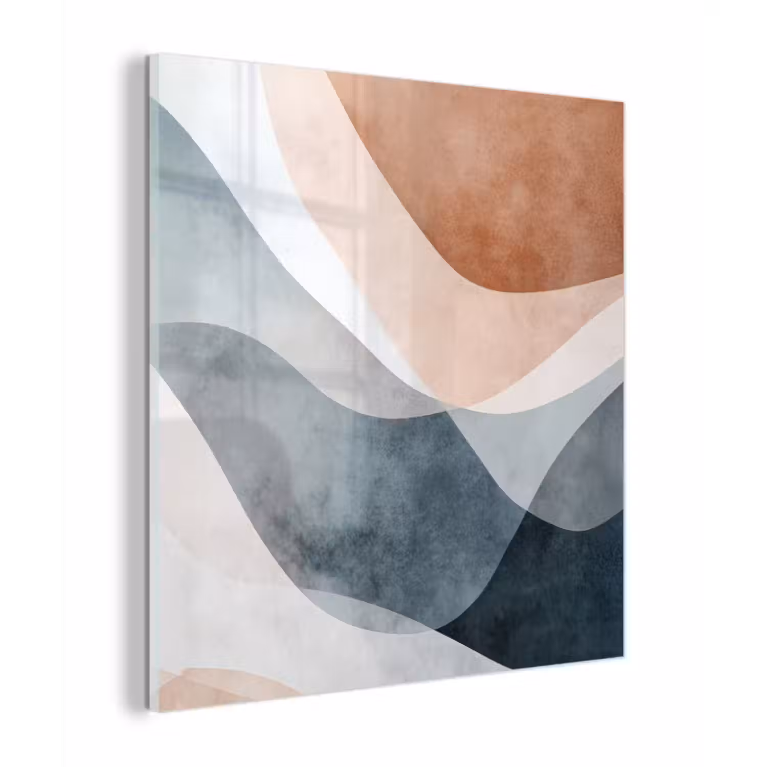 Glas schilderij - Abstract - Golven - Blauw