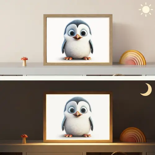 Pinguïn - Dieren - Meisjes - Kind - Jongens Light Box met batterij (Wandlamp kind) middel -sfeer3_kind