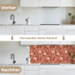 Patroon - Bladeren - Terracotta keuken achterwand 2 middel 871 -voor-na_DE