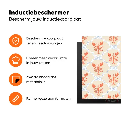 Zee - Kreeft  - Blauw - Geel - Oranje Inductie beschermer vinyl 3mm klein 276 -zzzzzzz-td-ups