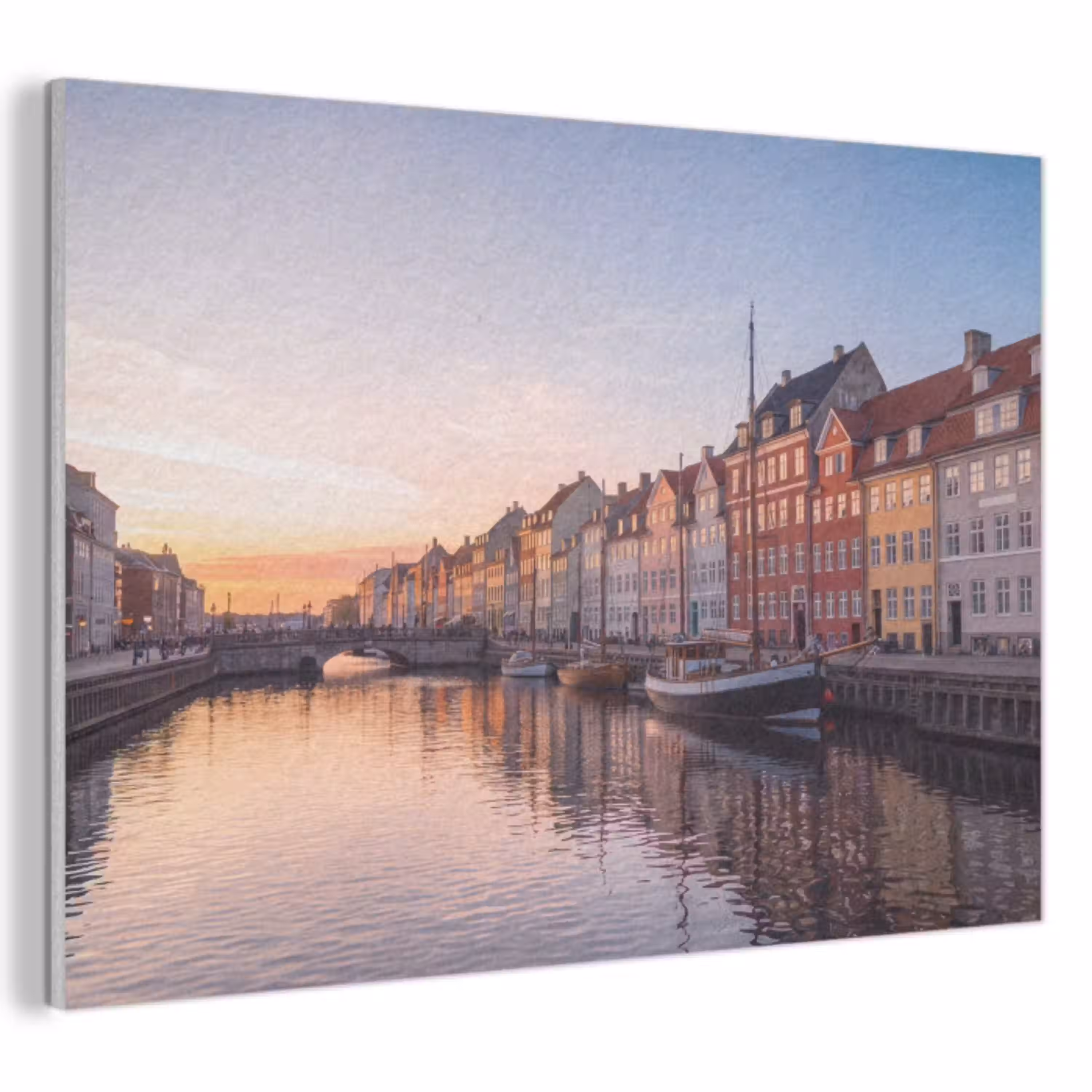 Stad - Gracht - Zonsondergang - Klassiek - Kleurrijk PET vilt klein -3d