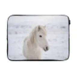Paard - Kop - Winter - Dieren - Wit laptophoes neopreen klein -3d