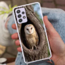 Kerkuil - Boom - Natuur - Bruin Hoesje Samsung Galaxy A52 5G met koord klein -sfeer3