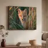 Vos - Oranje - Gras Textielframe zwart klein -sfeer3