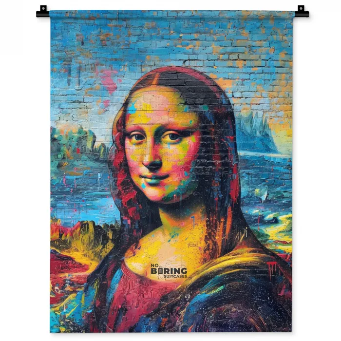 Kleurrijke Mona Lisa in graffiti stijl Wandkleed katoen klein -zz3d