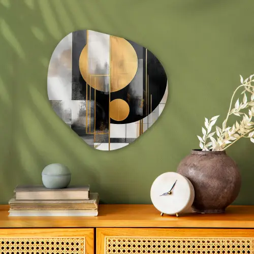 Abstract - Goud - Zilver - Vormen - Aesthetic - Modern Wandcirkel Organisch Forex 3mm klein -sfeer2