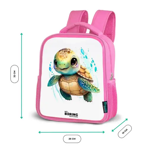 Schildpad - Waterverf - Kleuren - Dieren Kinderrugzak - Roze middel -productfoto_formaten