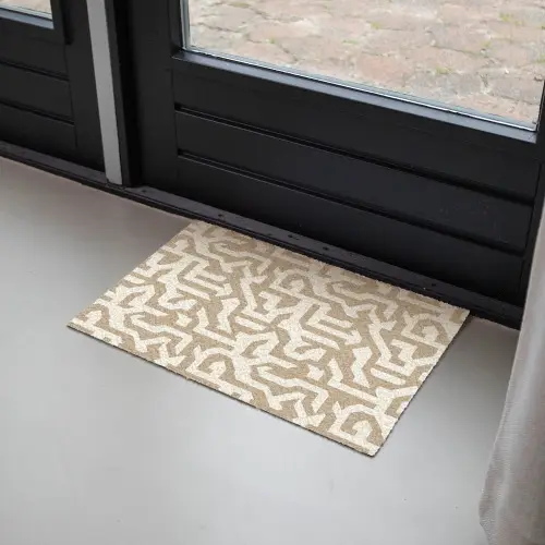 Modern - Abstract - Beige Deurmat klein 898 -sfeer2